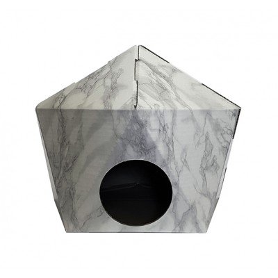 Casa para gatos de cartón - Iglú color marmol